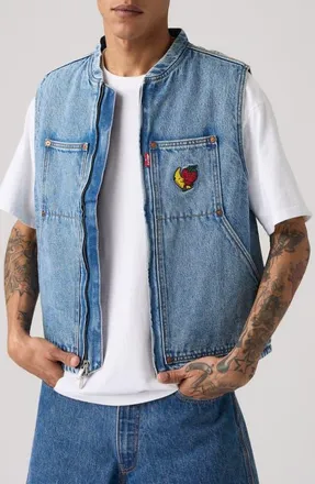 Levi's x Sky High Farm Goods Embroidered Denim Vest in X Shfu Light Stone at Nordstrom, Size Xx-Large