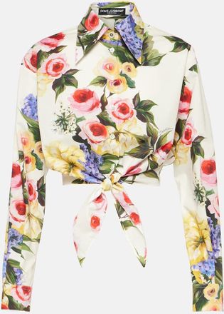 Dolce & Gabbana Floral cropped cotton poplin shirt