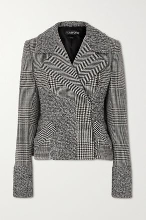Tom Ford Giacca Con Baschina In Tweed Patchwork - Grigio