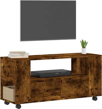 Berkfield Home TV Cabinet Smoked Oak 102x34.5x43 cm Engineered Wood in Brown