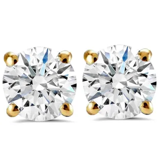Pompeii3 1 ct TDW Diamond Studs 14K Yellow Gold Lab Grown Screw Back Earrings