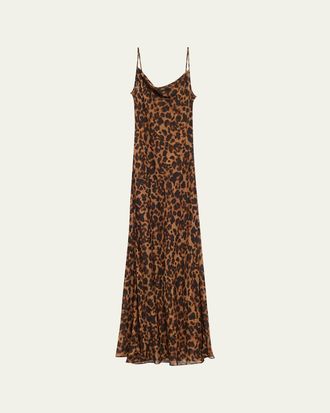 L'agence Leopard Christine Maxi Slip Dress