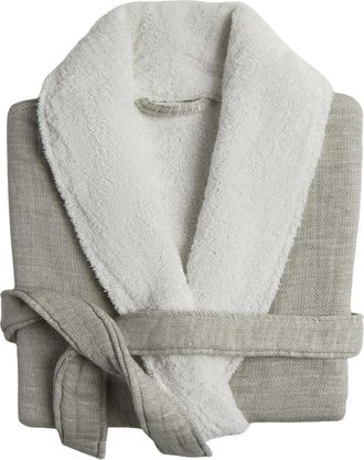 Parachute Organic Cotton & Linen Blend Terry Gauze Robe in Moss With Cream at Nordstrom Rack, Size 3X