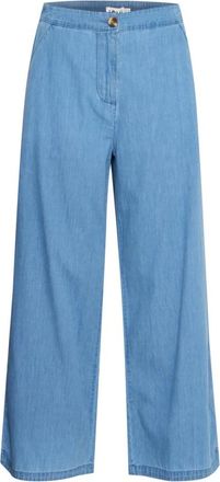 Ichi Lichtblauwe Chambray Denim Broek - Dames - Loose Fit Jeans - Blauw - M - Denim - Jeans