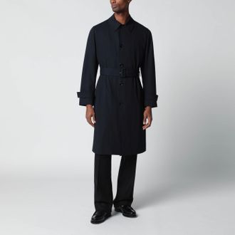 Lardini Blue Single Breasted Wool Trench Coat