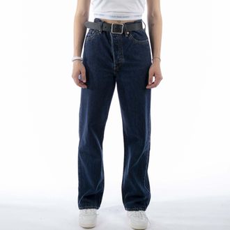 Levi's Womens Levis Ribcage Straight Noe Dark Mineral Pants - Blue Cotton - Size 25W/26L