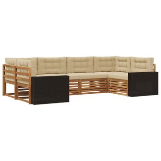 vidaXL Conjunto De Sof&aacute;s De Exterior Con Coj&iacute;n 6 Pcs Natural Y Beige Vidaxl