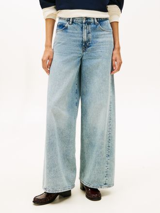 Tommy Hilfiger High-waist-Jeans TOMMY HILFIGER DNM 70s WIDE LEG HW, Damen, Gr. 26, L&auml;nge 32, glis, Denim/Jeans, Obermaterial: 100% Baumwolle, unifarben, l&auml;ssig gesch