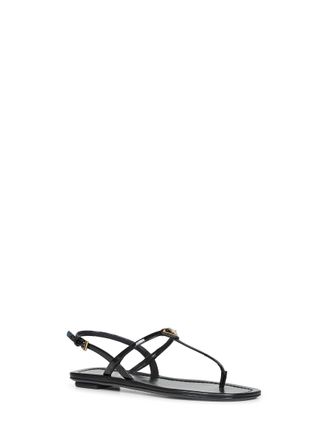 Prada Womens Black Patent Leather Thong Sandals Calf