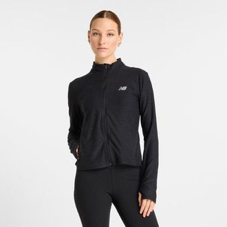 New Balance Donna Space Dye Full Zip in Nero, Maglia di Poliestere, Taglia XL