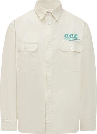 Willy Chavarria Corcoran Work Shirt - Heren - Casual Overhemden - Beige - M - Katoen - Overhemden