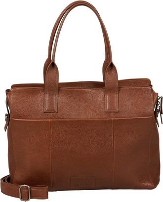 Burkely Leather Business Bag Shopper with Laptop Compartment Soft Skylar Workbag Chestnut Brown