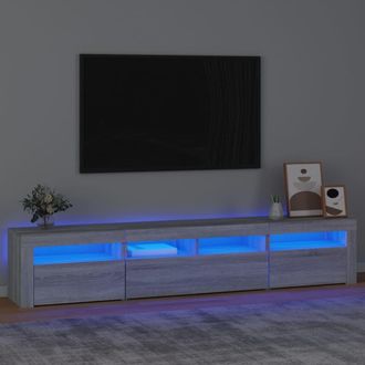 Berkfield Home TV Cabinet with LED Lights Grey Sonoma 210x35x40 cm | Size: 210 x 35 x 40 cm