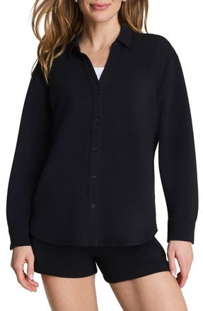 Spanx AirEssentials Oversize Button-Up Shirt in Very Black at Nordstrom, Size X-Large