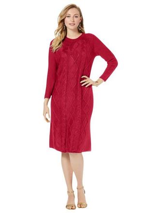 Jessica London Cable Sweater Dress in Classic Red at Nordstrom, Size 32