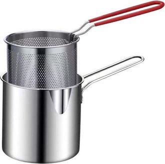 OEM Padella - Set Di Padelle - Padella Con Colino In Acciaio Inox - Padella Portatile In Acciaio Inox - Coperchio In Acciaio Inox - Mini Friggitrice Per G