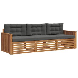 vidaXL Conjunto De Sof&aacute;s De Exterior 3 Pcs Natural Y Antracita Vidaxl