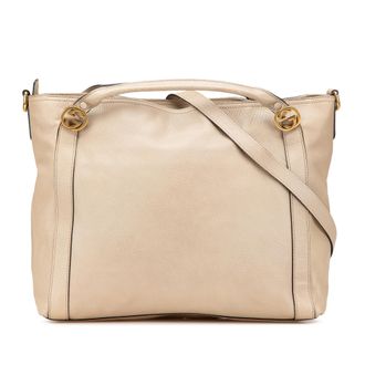 Gucci Pre-owned Womens Interlocking G Tote Bag - Ivory Leather - One Size