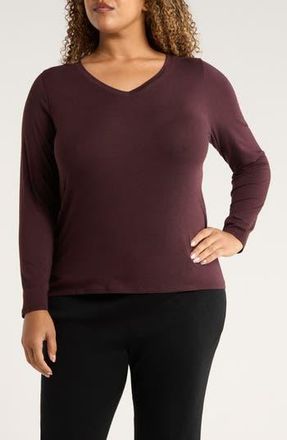 Eileen Fisher V-Neck Long Sleeve T-Shirt in Cassis at Nordstrom Rack, Size 3X