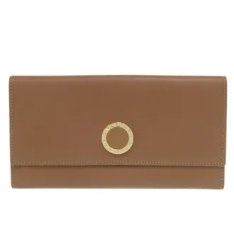 Bulgari Brown Leather Long Wallet (Tri-Fold) (Pre-Owned)