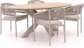 Bellagio la vita attrattiva Bellagio Panaro/ROUGH-Y Ellips 200cm dining tuinset 5-delig stapelbaar