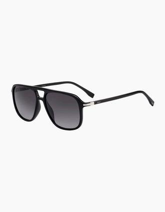 HUGO BOSS Mens Aviator Double Bridge Full Rim Sunglasses - Black - Size: ONE size