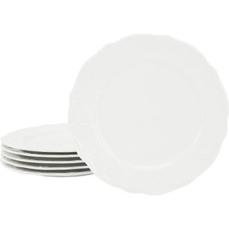 Elama Henryi 6 Piece 8.75 Inch Porcelain Salad Plate Set in White at Nordstrom