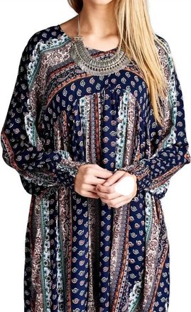 Velzera Paisley Baby Doll Tunic In Navy