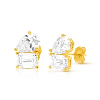 Vir Jewels 4 cttw Emerald and Pear Lab Grown Diamond Stud Earrings in 14K Gold With Push Backs For Women