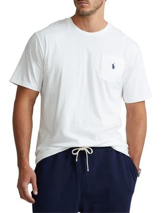 Polo Ralph Lauren Big & Tall Classic Fit Jersey Crewneck Pocket Tee in White at Nordstrom, Size 3X Big