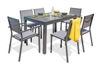 DCB Garden Conjunto de comedor 6 pl de aluminio y tablero de vidrio