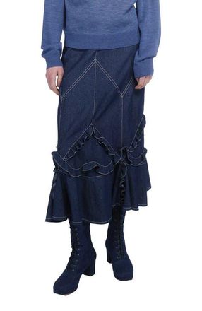 Anna Sui Denim Ruffle Maxi Skirt at Nordstrom, Size 4