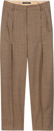 Luisa Cerano Glen Check Tapered Pants - Dames - Broeken - Bruin - L - Wol - Broeken
