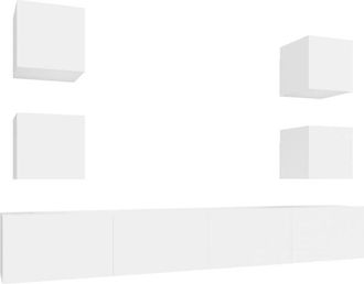 vidaXL 6 Piece TV Cabinet Set White Engineered Wood vidaXL