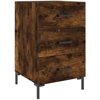 vidaXL Mesita De Noche Madera De Ingenier&iacute;a Roble Ahumado 40x40x66 Cm Vidaxl