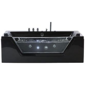 Beliani Beliani - Ba&ntilde;era De Hidromasaje Negra Plata Con Led De Acr&iacute;lico Sanitario Y Vidrio Individual 174 X 79 Cm Samana