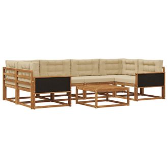 vidaXL Conjunto De Sof&aacute;s De Exterior Con Coj&iacute;n 7 Pcs Natural Y Beige Vidaxl