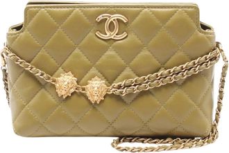 Chanel Pre-owned Quilted Lambskin Leo Schoudertas - Dames - Vintage Schoudertas - Groen - ONE Size - Leer - Vintage