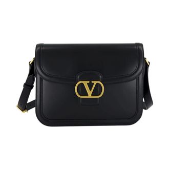 Valentino Garavani Cross Body Bags, male, Black, ONE SIZE, Black Smooth Calfskin Shoulder Bag