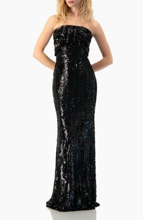 Ivonne Strapless Sequin Column Gown in Black at Nordstrom, Size 10