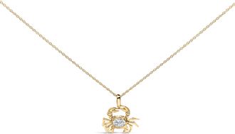 House of Brilliance 14K Yellow Gold 1/5 Cttw Lab Grown Diamond Crab Pendant Necklace
