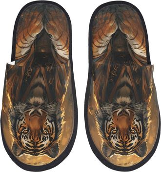 Generic Tiger In The Fallen Leaf Woods Men Women Slippers Fuzzy Sliders Cosy House Slippers For Winter Outdoor Indoor L