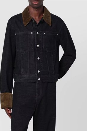 Namacheko long sleeve denim jacket with velvet trim