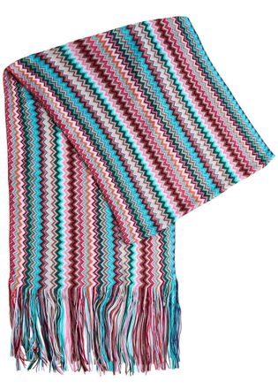 Missoni Zigzag-intarsia Fine-knit Scarf - Blue - One Size