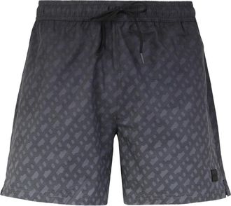 BOSS monogram-pattern swim shorts - men - Elastomultiester/Polyester - S - Grey