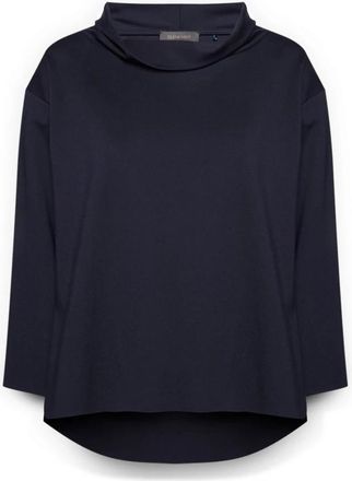 Elena Miro T-shirt met zachte kraag - Dames - Blouses - Blauw - 3XL - Nylon - Overhemden