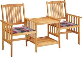 vidaXL Sillas Y Mesita De Jard&iacute;n Con Cojines Madera Maciza Acacia Vidaxl