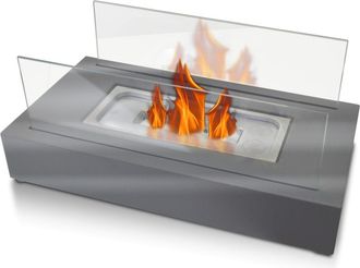 Purline Chimenea de etanol de sobremesa con dos pantallas de cristal templado
