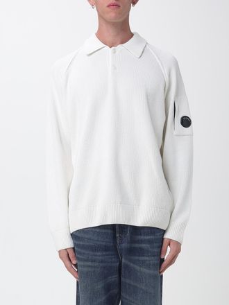 C.P. Company C. P. COMPANY Long-Sleeved Knitted Polo Shirt in Cotton with Zip Pocket