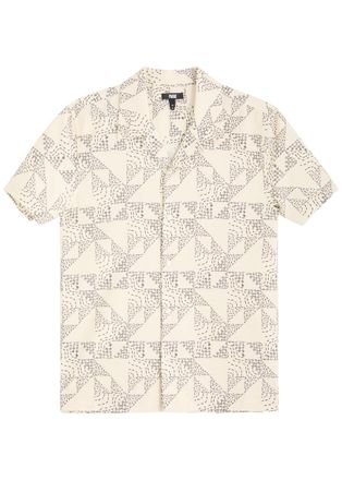 Paige Printed Cotton-blend Shirt - Grey - XL